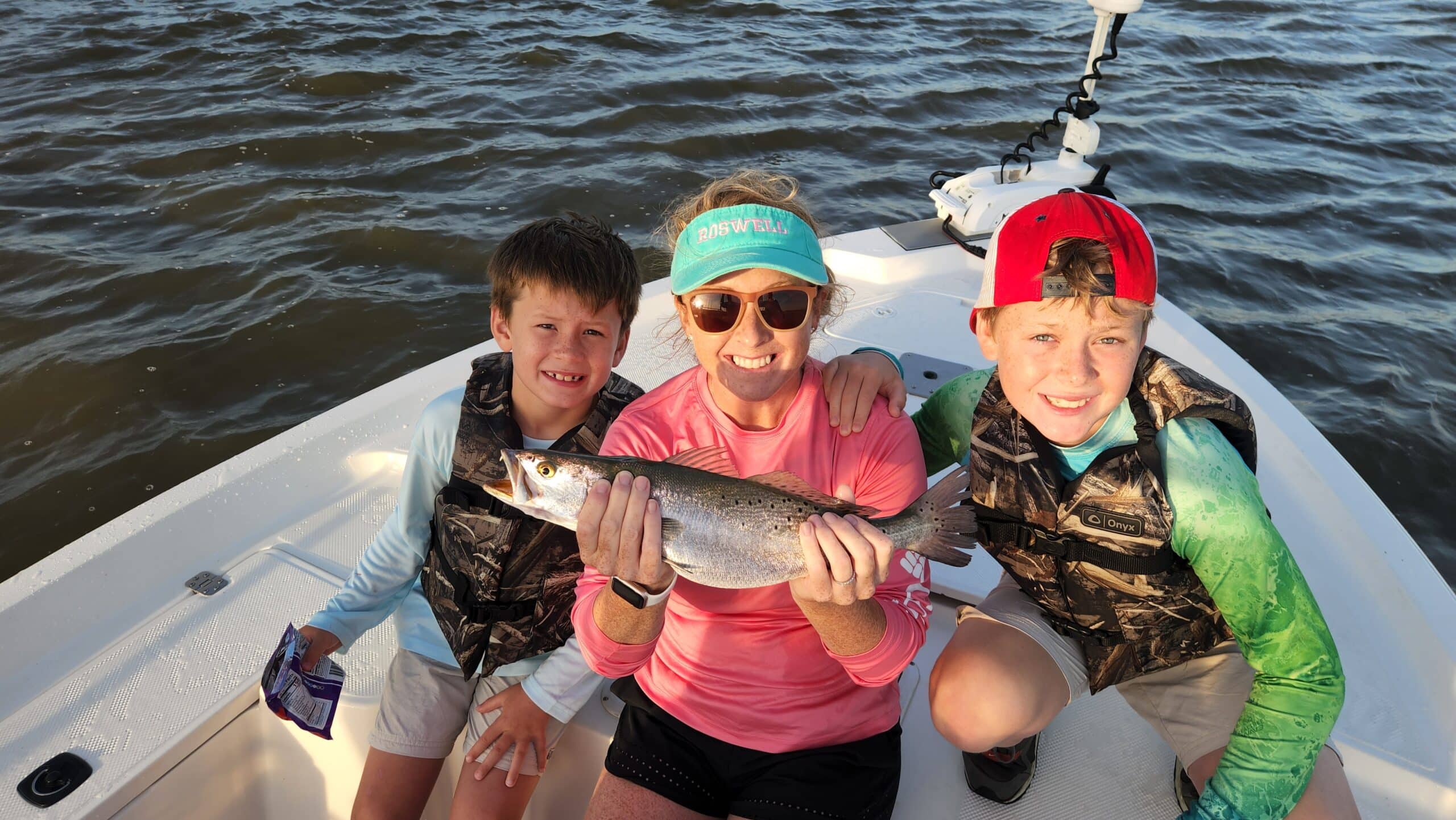 mom and kids fishing in myrtle beach, sc